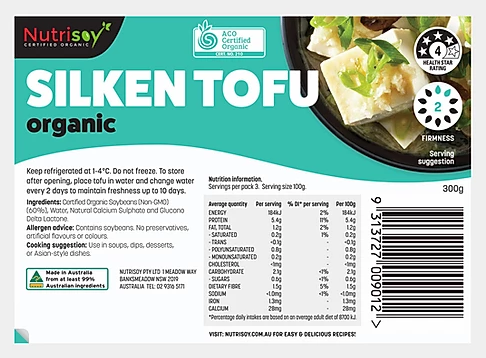 Nutrisoy Tofu - Certified Organic Silken Tofu 300g (cold)