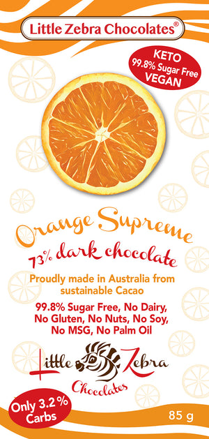 Little Zebra Chocolate Bar - Dark 72% Orange 85g (cold)