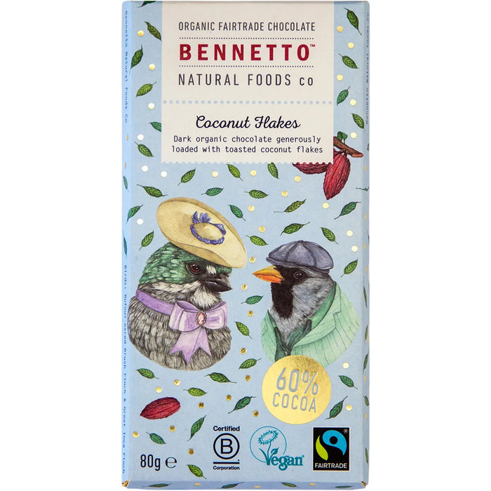 Bennetto Organic Dark Chocolate Coconut Flakes 80g (cold)