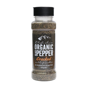 Chefs Choice Organic Pepper - Black Cracked in Sprinkler 100g