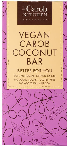 The Carob Kitchen Carob Bar Vegan Coconut 80g (cold)