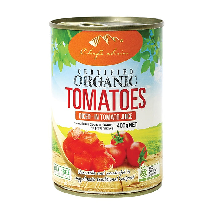 Chefs Choice Organic Tomatoes - Diced Canned 400g