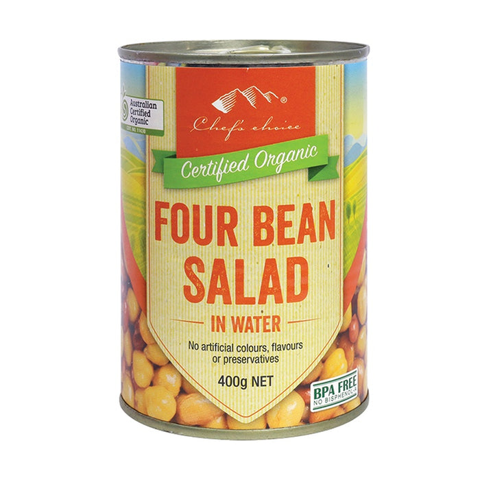 Chefs Choice Organic Beans - Four Bean Salad in Water Canned 400g