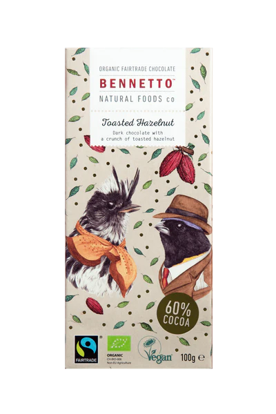 Bennetto Organic Dark Chocolate Toasted Hazelnut 80g (cold)