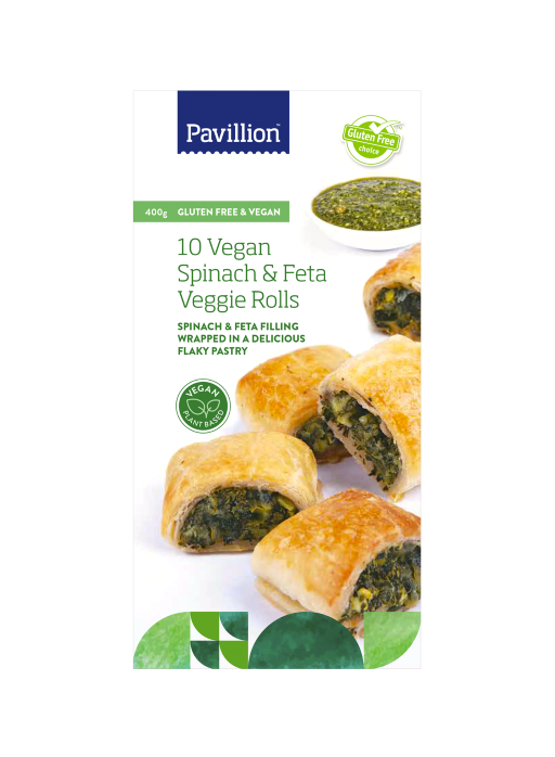 Pavillion Gluten Free Vegan Spinach Feta Rolls 400g (cold)