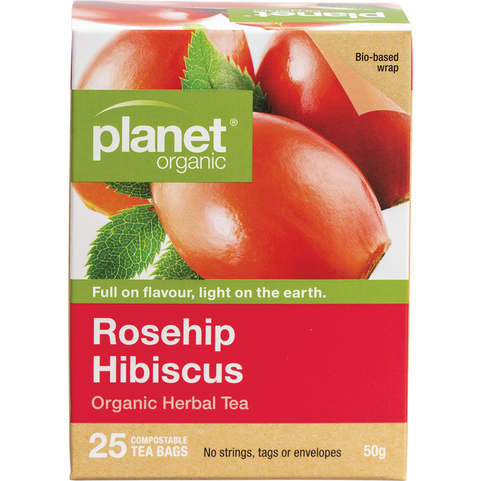 Planet Organic Rosehip Hibiscus Herbal Tea 25pk