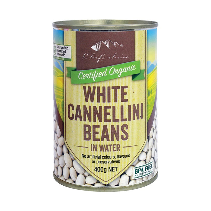 Chefs Choice Organic Beans - White Cannellini Beans in Water Canned 400g